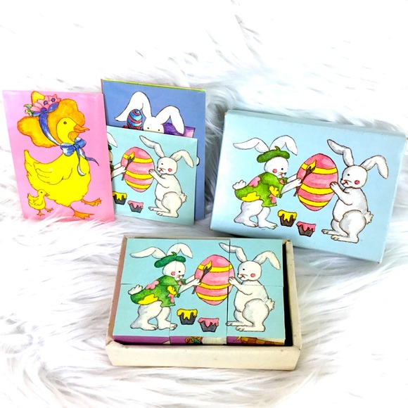 Vintage Lillian Vernon Easter Wood Blocks 1990 - Picture 2 of 6